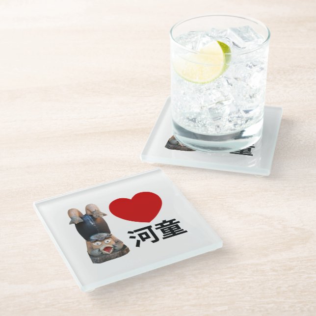 Dessous-de-verre En Verre I Heart [Love] Kappa 河 童 (Incliné)