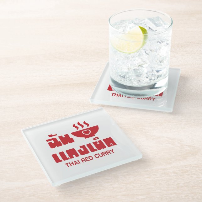 Dessous-de-verre En Verre I Heart (Love) Thai Red Curry (Incliné)
