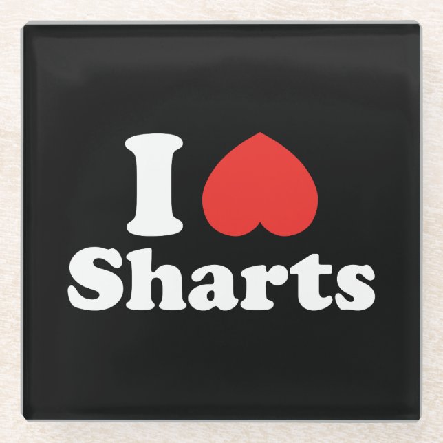 Dessous-de-verre En Verre I Heart Sharts (Devant)