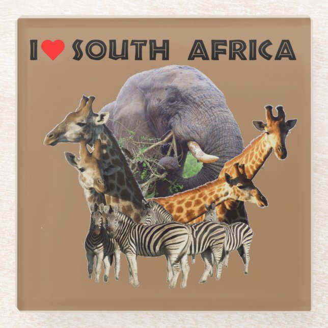 Dessous-de-verre En Verre I Heart South Africa Wildlife Collage (Devant)