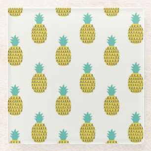 Dessous-de-verre En Verre Illustration amusante Vintage ananas sans voile.