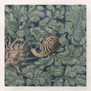 Dessous-de-verre En Verre Illustration Art Nouveau Vintage Escargot Botaniqu