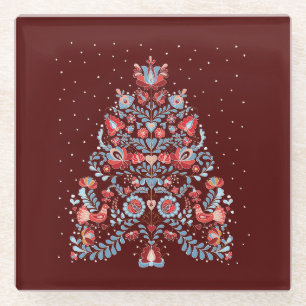Dessous-de-verre En Verre Illustration de l'arbre de Noël