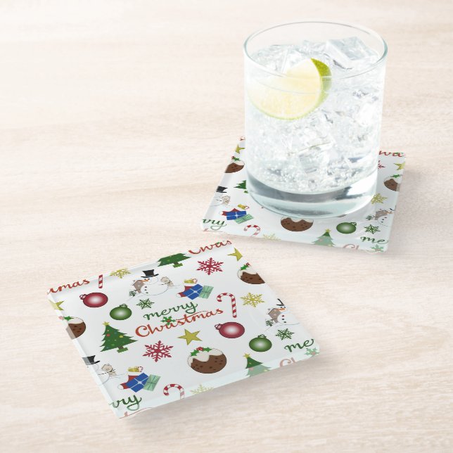 Dessous-de-verre En Verre Illustration de Noël Mix Lg Motif (Incliné)
