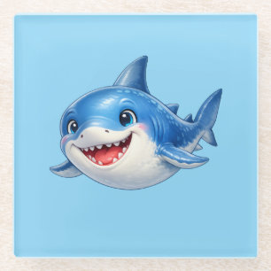 Dessous-de-verre En Verre Illustration d'un requin mignon aux grands yeux, a