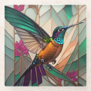 Dessous-de-verre En Verre Illustration en verre tendu d'un colibri