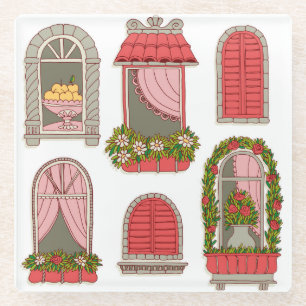 Dessous-de-verre En Verre Illustrations avec Windows Vintage : Artistique.