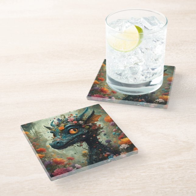 Dessous-de-verre En Verre Imaginaire Baby Dragon (Incliné)