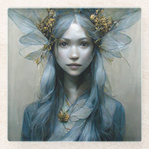 Dessous-de-verre En Verre Imaginaire Blue Gold Fairy
