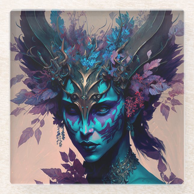 Dessous-de-verre En Verre Imaginaire Elfe foncé (Devant)