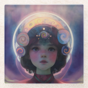 Dessous-de-verre En Verre Imaginaire éthérée Céleste gardien du rêve d'enfan