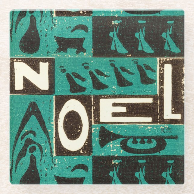 Dessous-de-verre En Verre Impression bloc vert Noel (Devant)