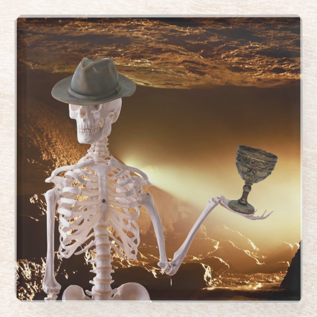 Dessous-de-verre En Verre "Indy" Bones Halloween Squelette (Devant)