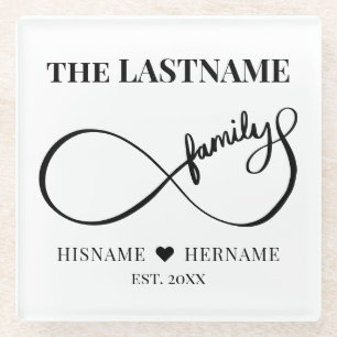 Dessous-de-verre En Verre Infinity Personalized Family Name and Est. Date