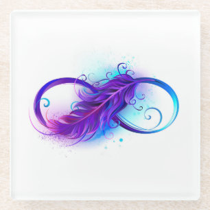 Dessous-de-verre En Verre Infinity with purple feather