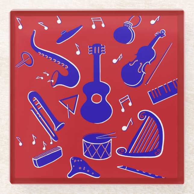 Dessous-de-verre En Verre Instruments de musique (Devant)