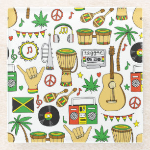 Dessous-de-verre En Verre Instruments de musique : Reggae Arrière - plan san