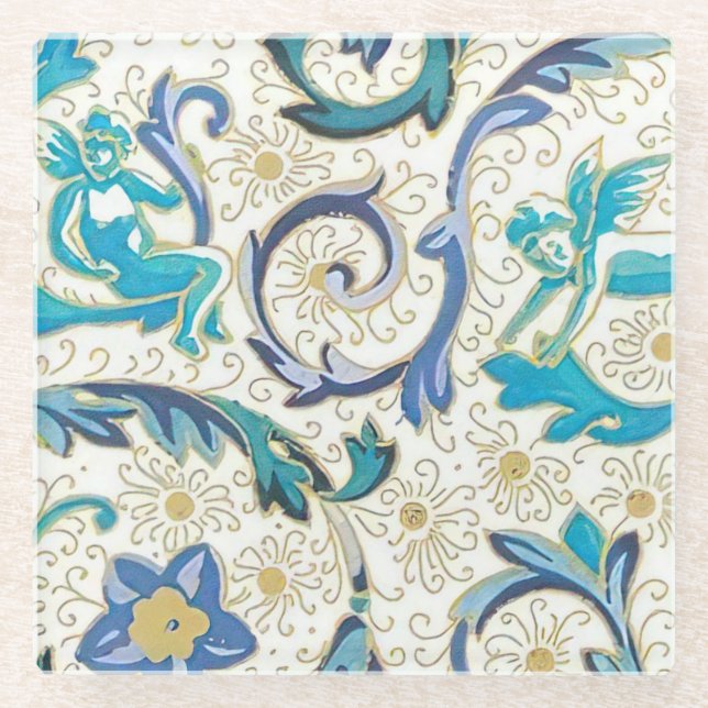 Dessous-de-verre En Verre Italien Florentine Plats Motif (Devant)