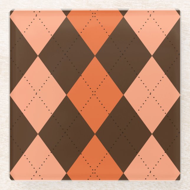 Dessous-de-verre En Verre Jacquard d'automne rétro orange et Brown (Devant)