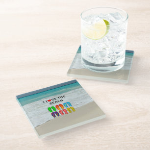 Dessous-de-verre En Verre J'adore la plage,