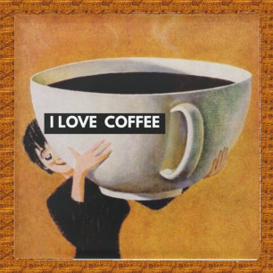 Dessous-de-verre En Verre J'aime le café rétro