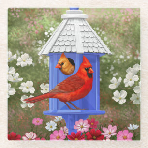 Dessous-de-verre En Verre Jardin aux fleurs de la Maison des oiseaux des Car