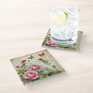 Dessous-de-verre En Verre Jardin Enchanté des Fées Florales