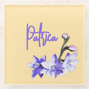 Dessous-de-verre En Verre Jaune Beurre & SunOrchid Lilac Anniversaire
