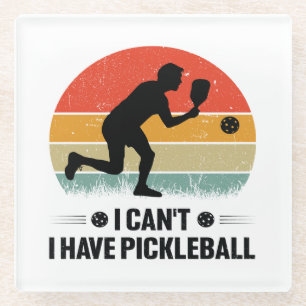 Dessous-de-verre En Verre Je ne peux pas avoir de pickleball, Pickleball Lov