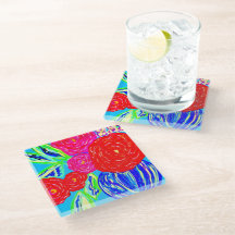 Je peux me peindre des fleurs, dessous de verre