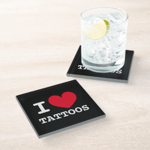 Dessous-de-verre En Verre Je suis coeur tatouages verre dessous de verre pou