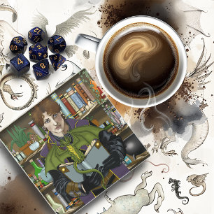 Dessous-de-verre En Verre Jeune Bibliothèque de Livres de Fantasy Magique Dr