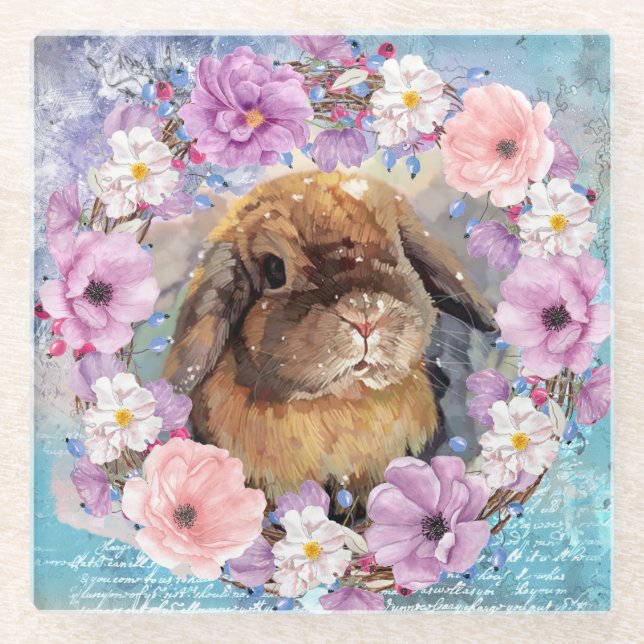 Dessous-de-verre En Verre Joli Bunny aquarelle (Devant)