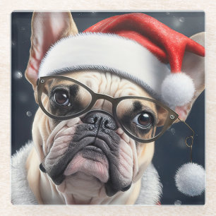 Dessous-de-verre En Verre Joli design de vacances de Noël de Santa pour Bull