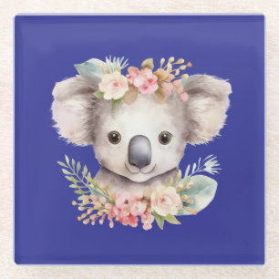Dessous-de-verre En Verre Joli Koala Bleu