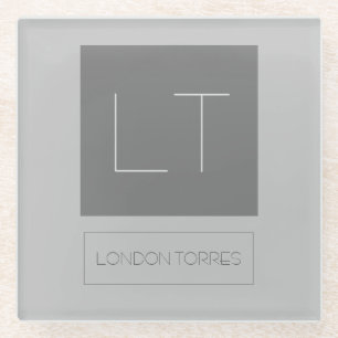 Dessous-de-verre En Verre Joli Monogramme Gris Plaine