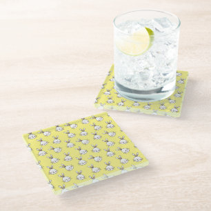 Dessous-de-verre En Verre Joli Motif blanc de Pâques