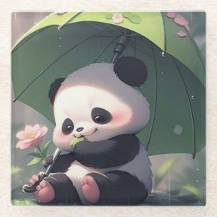 Dessous-de-verre En Verre Joli Panda sous parapluie dessous de verre Kawai