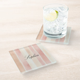 Dessous-de-verre En Verre Joli Peach rose Crème raypes