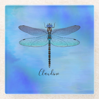 Dessous-de-verre En Verre Jolie Bleue Dragonfly Dessous de verre de bière