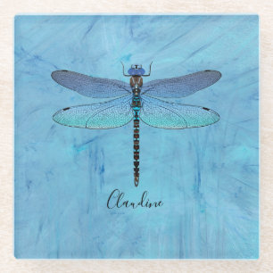 Dessous-de-verre En Verre Jolie Bleue Dragonfly Dessous de verre de bière