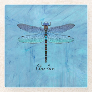 Dessous-de-verre En Verre Jolie Bleue Dragonfly Dessous de verre de bière