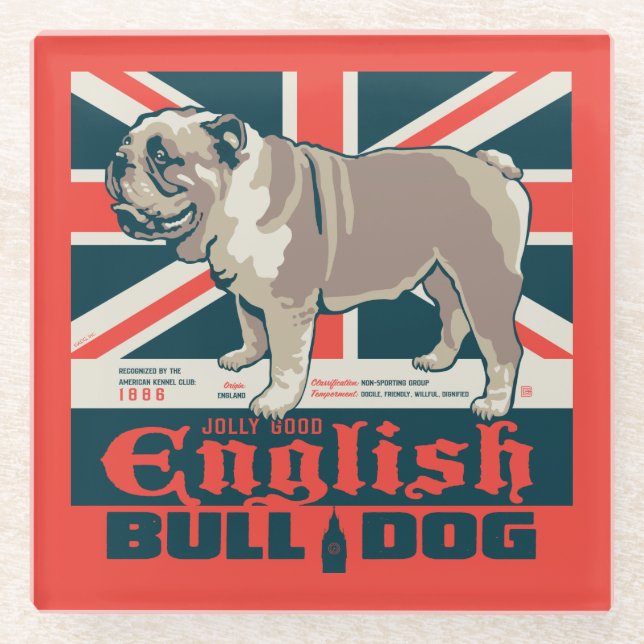 Dessous-de-verre En Verre Jolly Good English Bulldog (Devant)