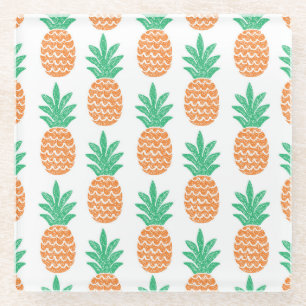 Dessous-de-verre En Verre Jouer à l'ananas : Plaisir Motif amusant.