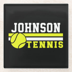 Dessous-de-verre En Verre Joueur de tennis NOM Ball Jeu court personnalisé