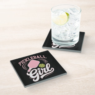 Dessous-de-verre En Verre Joueuse de pickleball fille