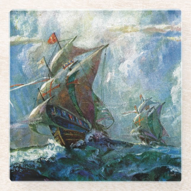 Dessous-de-verre En Verre Jour de Columbus (Devant)