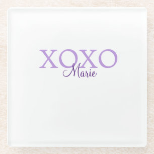 Dessous-de-verre En Verre Jour de la Saint Valentin Xoxo ajouter nom pastel 
