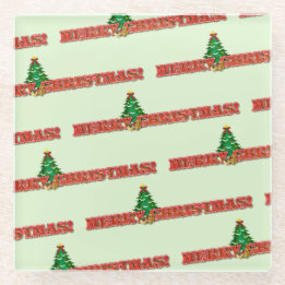 Dessous-de-verre En Verre Joyeux cadeau de Noël moderne