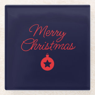 Dessous-de-verre En Verre Joyeux Noël Black Rock Bleu classique Unique